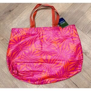 Open Story Pink Orange Palm Reversible Water Resistant Tyvek Tote Bag NEW